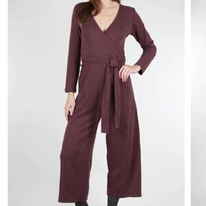 Mata Traders  Rita Rib Stretch Knit Jumpsuit In Eggplant Womens Size Large